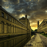 Buy canvas prints of The Enchanting Salts Mill at Sunset by Tim Hill