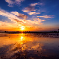 Buy canvas prints of Tenby Beach Sunrise Reflections by Tim Hill