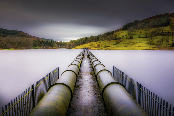Ladybower Reservoir Water Pipes Picture Board by Tim Hill