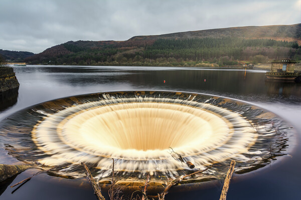 Bell mouth Overflow Plug Hole at Ladybower Reservoir Picture Board by Tim Hill