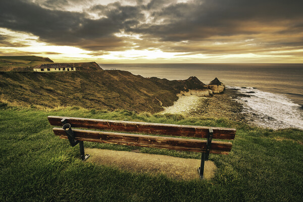 Memories of Thornwick Bay Bench Picture Board by Tim Hill
