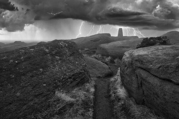 Lightning over Stanage Edge Picture Board by Tim Hill