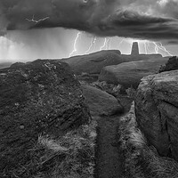 Buy canvas prints of Lightning over Stanage Edge by Tim Hill