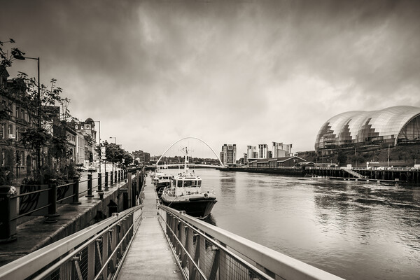 Newcastle Quayside Sepia Picture Board by Tim Hill