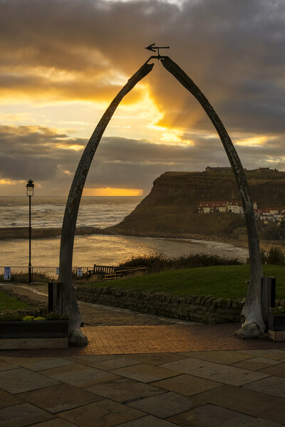 Whitby Whalebones At Sunrise Picture Board by Tim Hill