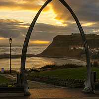Buy canvas prints of Whitby Whalebones At Sunrise by Tim Hill