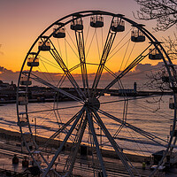 Buy canvas prints of Scarborough Big Wheel and South Bay at Sunrise by Tim Hill