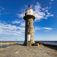 Buy canvas prints of Whitby pier Lighthouse by Tim Hill
