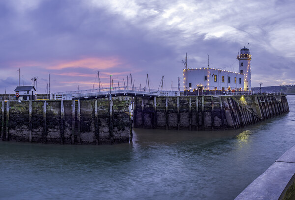 Scarborough Harbour entrance and Lighthouse Picture Board by Tim Hill