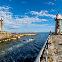 Buy canvas prints of Boat leaves Whitby Harbour by Tim Hill