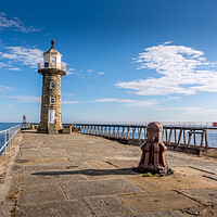 Buy canvas prints of Guiding Light at Whitby Pier by Tim Hill