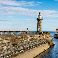 Buy canvas prints of Whitby pier panoramic by Tim Hill
