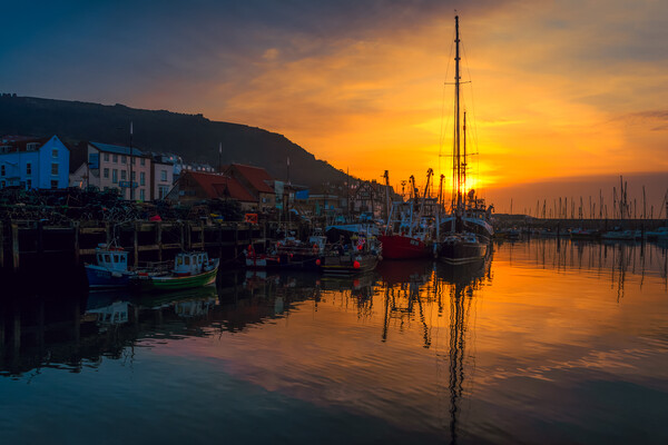 Scarborough Harbour Sunrise Picture Board by Tim Hill