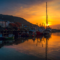 Buy canvas prints of Scarborough Harbour Sunrise by Tim Hill
