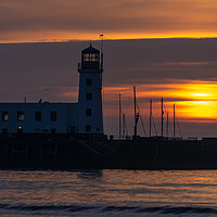 Buy canvas prints of Scarborough Lighthouse Sunrise by Tim Hill