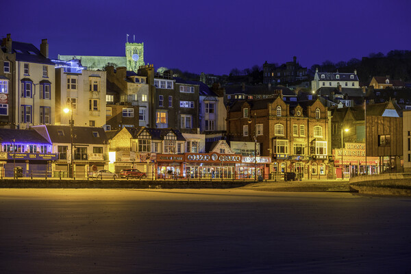 Scarborough Seafront at Night Picture Board by Tim Hill