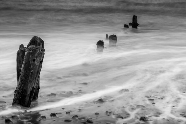 Sandsend Seascape Black and White Picture Board by Tim Hill