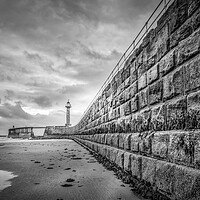 Buy canvas prints of Moody Whitby Pier in Monochrome by Tim Hill