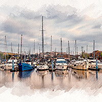 Buy canvas prints of Hull Marina Watercolour by Tim Hill