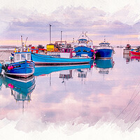 Buy canvas prints of Seahouses Harbour Watercolour by Tim Hill