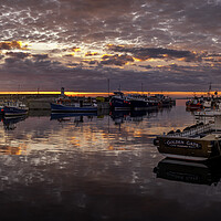 Buy canvas prints of Calm Sunrise Over Seahouses Harbour by Tim Hill