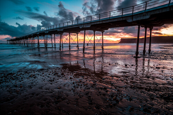 Saltburn pier sunrise Picture Board by Tim Hill