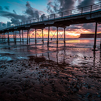 Buy canvas prints of Saltburn pier sunrise by Tim Hill