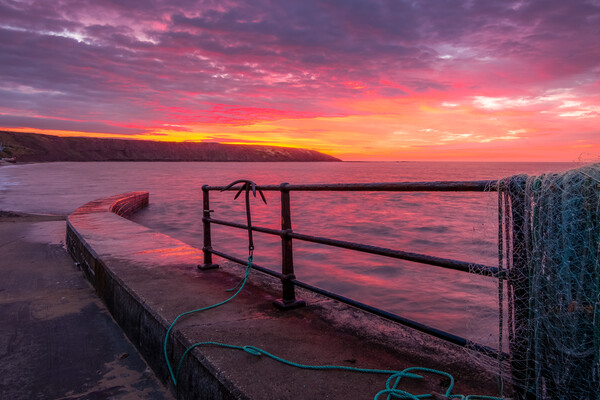 Filey Brigg Sunrise from Filey Boat Ramp Picture Board by Tim Hill