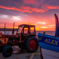 Buy canvas prints of Filey Tractor at Sunrise by Tim Hill
