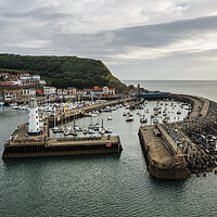 Buy canvas prints of Scarborough Harbour from Above by Tim Hill