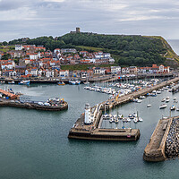 Buy canvas prints of Scarborough Harbour Area from Above by Tim Hill