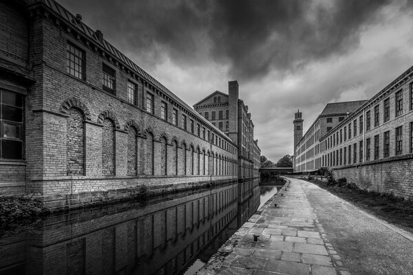 Salts Mill Black and White Picture Board by Tim Hill