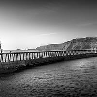Buy canvas prints of Whitby Pier Black and White by Tim Hill