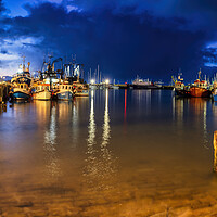 Buy canvas prints of Tranquil Blue Hour at Scarborough Harbour by Tim Hill