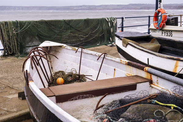 Filey Fishing Boats Picture Board by Tim Hill