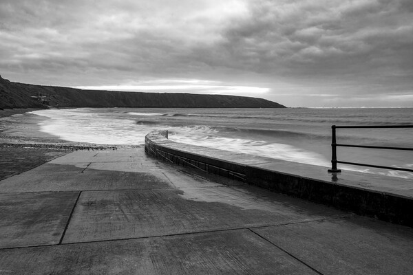 Filey Brigg Black and White Picture Board by Tim Hill