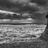 Buy canvas prints of Filey Seascape Black and White by Tim Hill