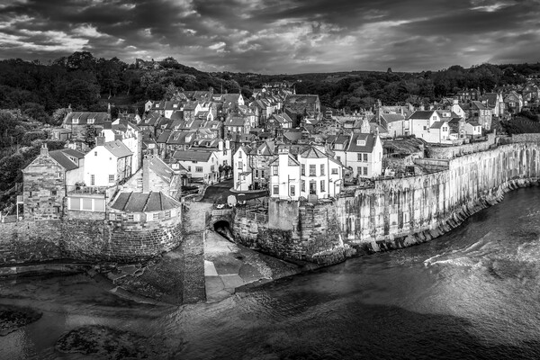 Robin Hoods Bay Black and White Picture Board by Tim Hill