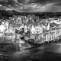 Buy canvas prints of Robin Hoods Bay Black and White by Tim Hill