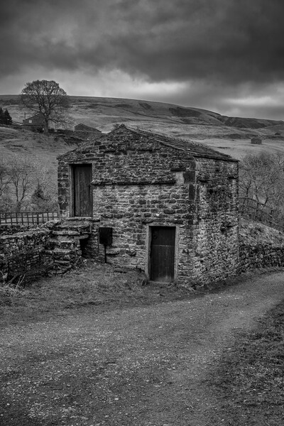 Keld black and white, Yorkshire Dales Picture Board by Tim Hill