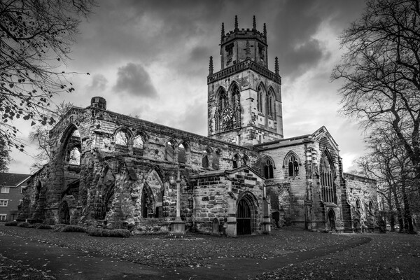 Pontefract Church Black and White Picture Board by Tim Hill