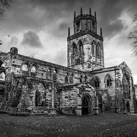 Buy canvas prints of Pontefract Church Black and White by Tim Hill