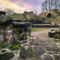 Buy canvas prints of Pontefract Castle Sunrise by Tim Hill