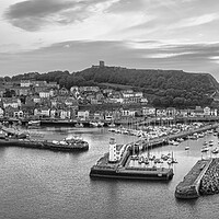 Buy canvas prints of Scarborough Harbour Black and White by Tim Hill