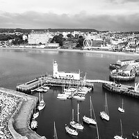 Buy canvas prints of Scarborough Harbour Black and White by Tim Hill