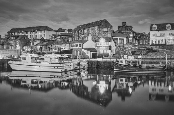 Seahouses Black and White Picture Board by Tim Hill