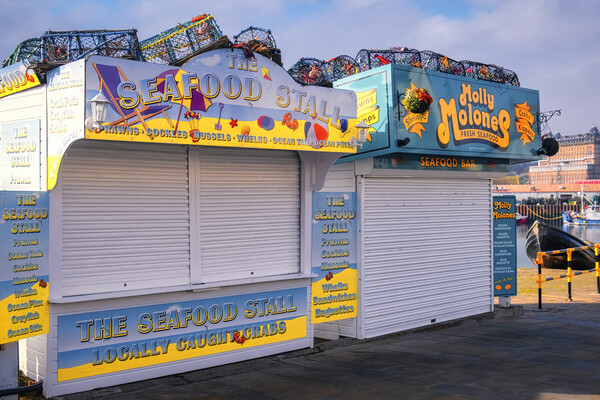 Scarborough Seafood Stall Picture Board by Tim Hill