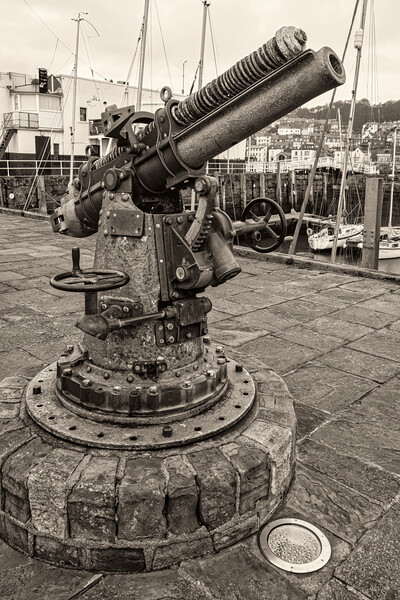 Scarborough Vickers Gun on Vincent Pier Picture Board by Tim Hill