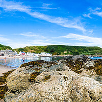 Buy canvas prints of Porthdinllaen Bay Panoramic by Tim Hill