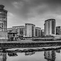 Buy canvas prints of Leeds River Aire Black and White by Tim Hill